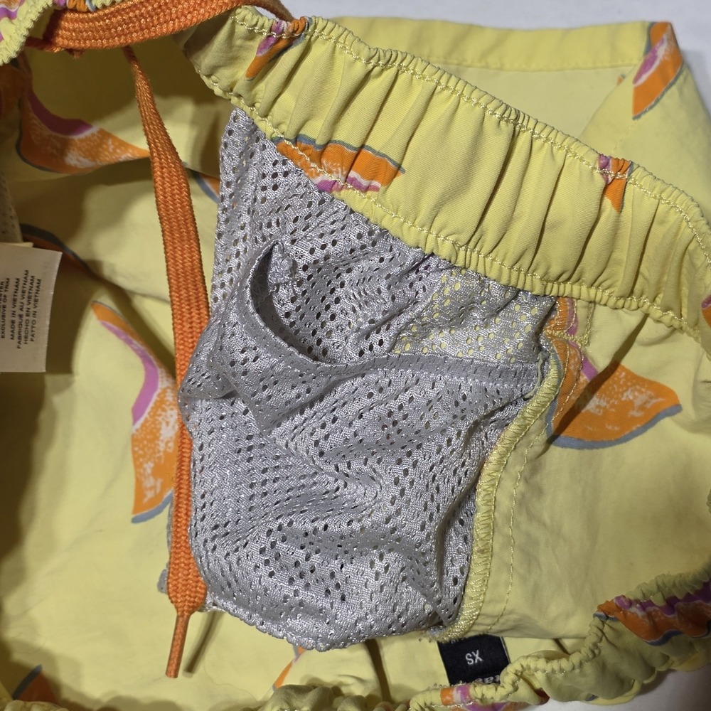 Patagonia Woman's XS Fruit Print Swim Trunks Yellow/Orange Drawstring Lined - Picture 8 of 10